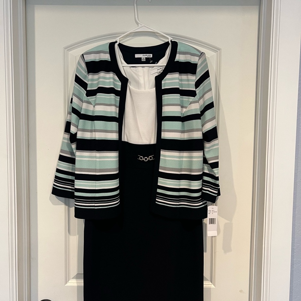 Striped Black and Mint Blazer with Dress size 10